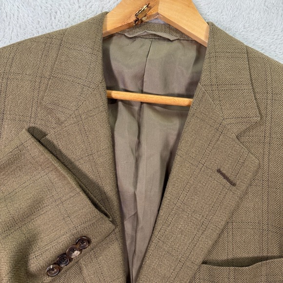 Hickey Freeman Blazer Jacket Mens 42R Brown Plaid Single‎ Breasted Notch Lapel - Picture 1 of 10